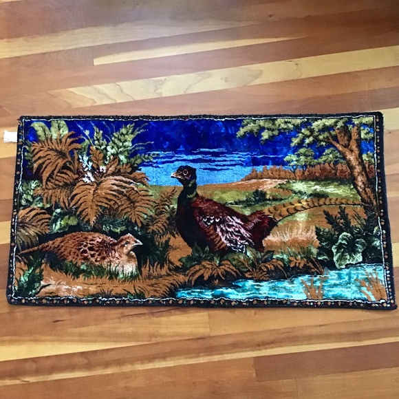 Vintage Pheasant Tapestry Wall Hanging Made in Lebanon - Picture 6 of 16